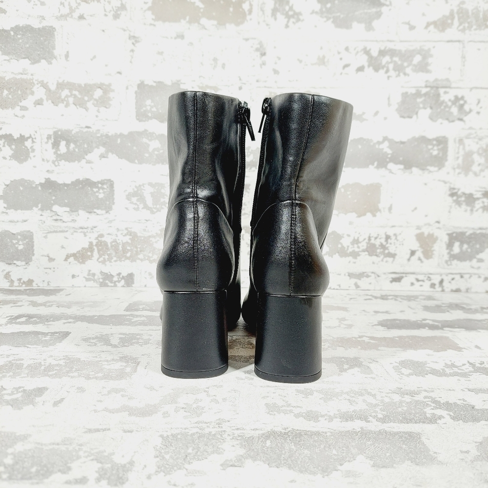 New NORDSTOM rack Naja Black Square Toe Flared Block Heel Bootie C340 - Picture 5 of 11
